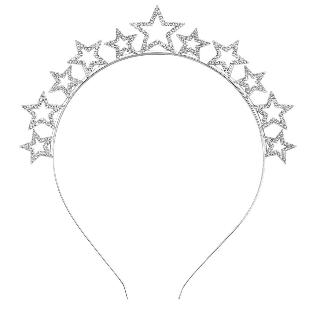 Zinc Alloy Rhinestone Star Headband - Festive Five-Pointed Star Holiday Crown