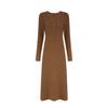 Independent station Europe, America, autumn and winter solid color pit strip dress simple temperament V-neck single-breasted dress long dress women