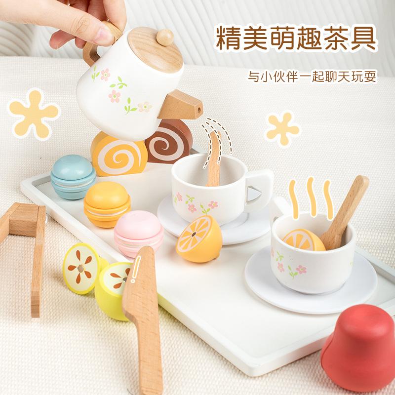 Early Education Simulation Children'S Play House Fireplace Tea Toy Wooden Kitchen Toy Girl Birthday Gift Set