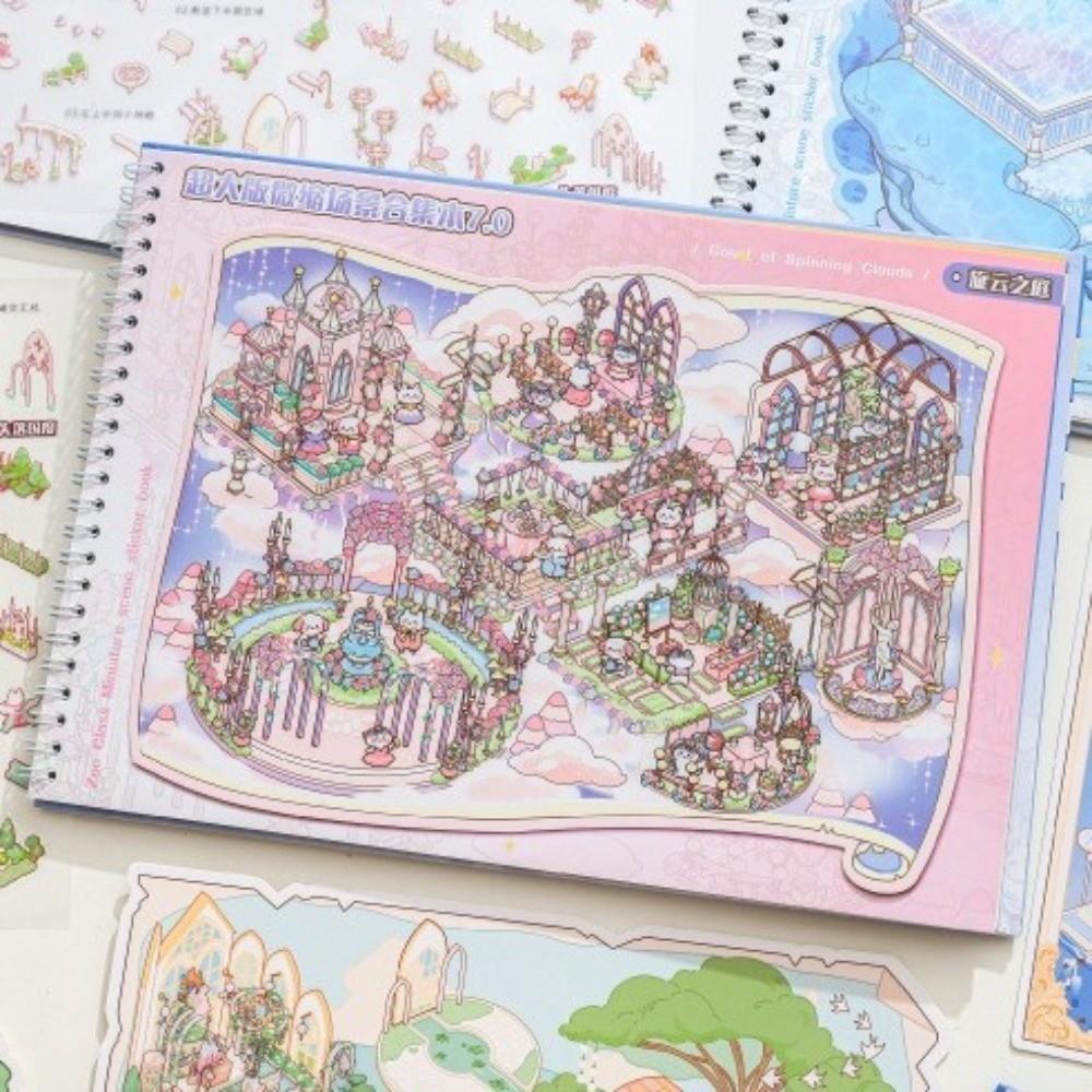 Large Size 3D Scene Sticker Horizontal Stacking Sticker Book Mini Scenery Stickers  Children Gifts