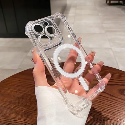 Luxuriöse, durchsichtige, explosionsgeschützte Silikonhülle für iPhone 15 14 13 12 11 Pro Max Plus Magsafe Magnetic Wireless Charging New Cover