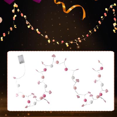Valentine Fairy Lights with Pompoms Valentine's Day Decoration for Wedding Dining Table Party