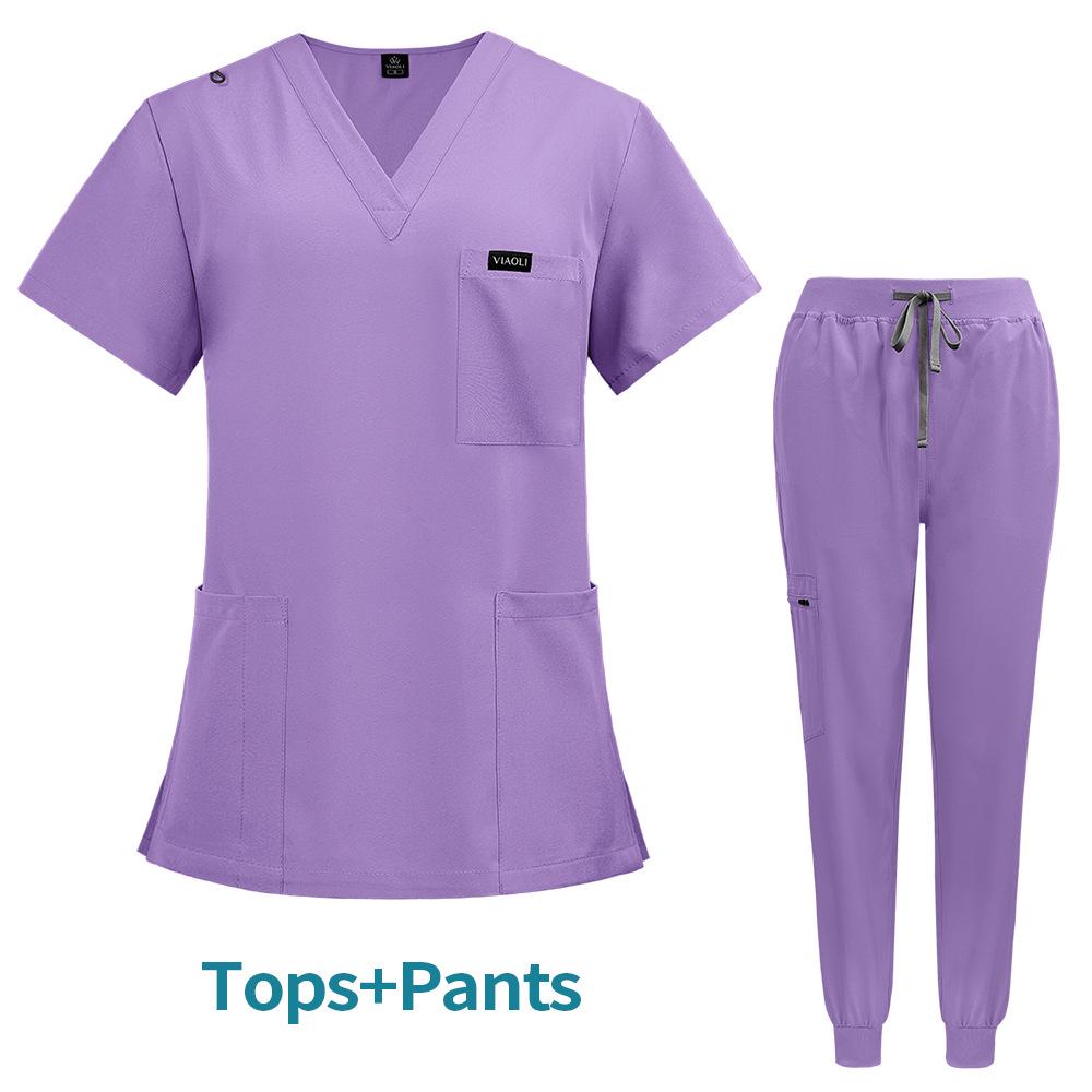 Women's Short-Sleeve Scrub Suit for Surgery and Skin Management