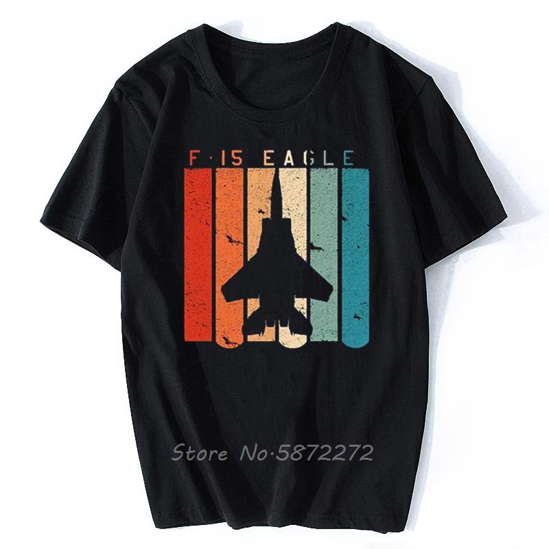 

F-15 Eagle Jet Fighter Retro Vintage Style Airplane T-shirt Summer Creative Design Cotton Rock T Shirt Men Tees Clothing - Me... S разноцветный