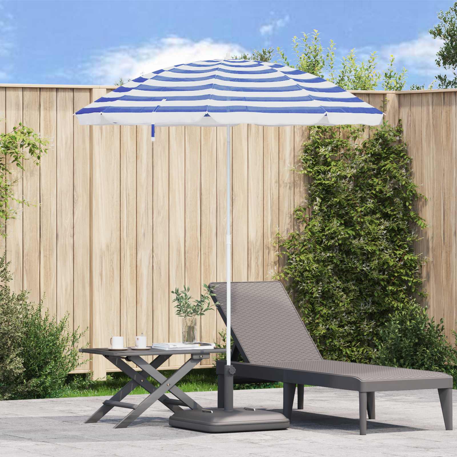 Garten-Sonnenschirm 170T Polyester Blau und Weiß