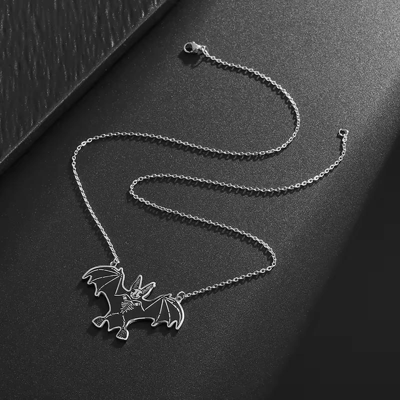 Stainless Steel Pendant Necklace for Women Men's Insect Bat Jewelry Accessories