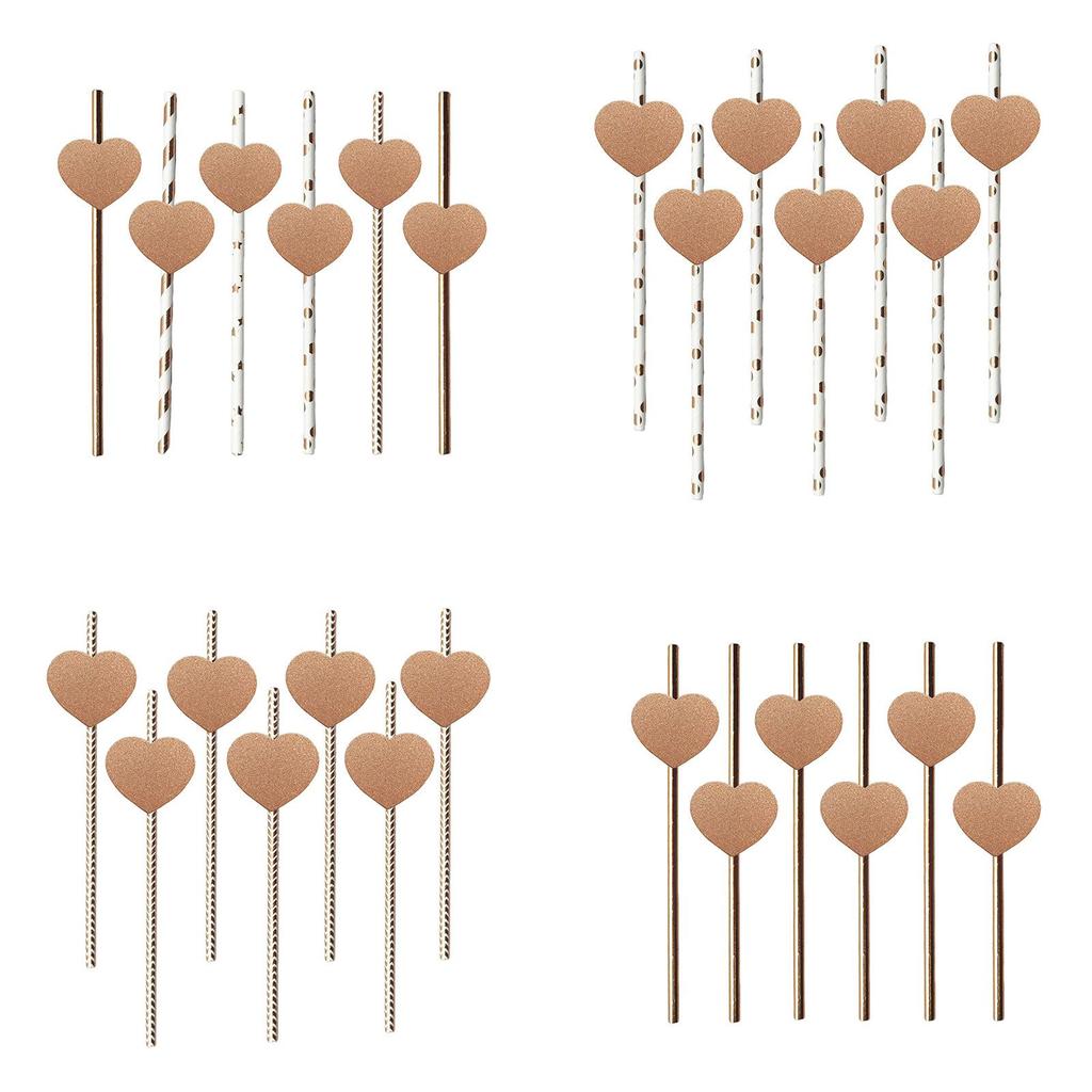 Degradable Heart Party Straws For Weddings And Celebrations With Creative Dessert Decor