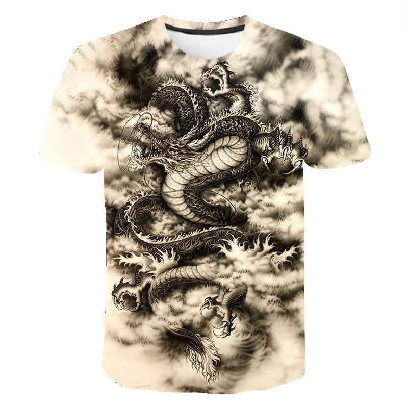 Μυστηριώδες Μπλουζάκι Δράκος Ανδρικά Ρούχα Δρόμου Προσωπικότητα Casual Μπλουζάκια 3D Πλήρως Τυπωμένο Δροσερό Μοτίβο Streetwear Μπλουζάκι Τοπ