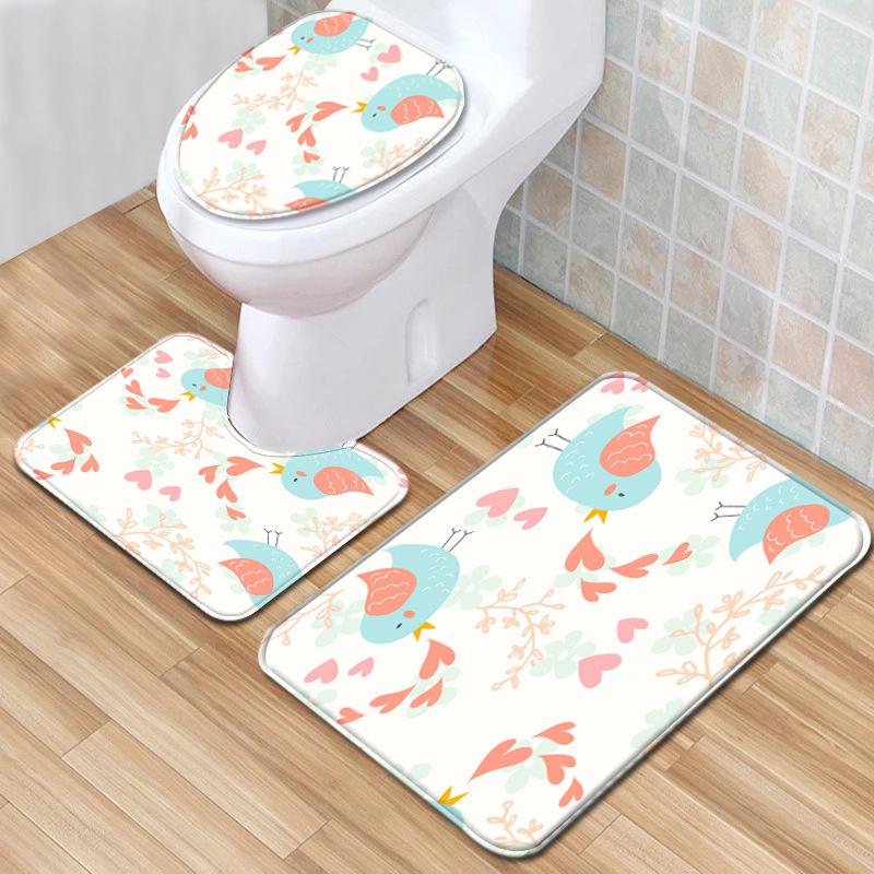 Textured Toilet Three-Piece Floor Mat Bathroom Three-Piece Carpet Doormat