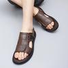 Fashion Genuine Leather Men Sandals Male Summer Shoes Outdoor Casual Sandals Cowhide Beach Shoes Two Uses Men's Brown Sandals Slippers