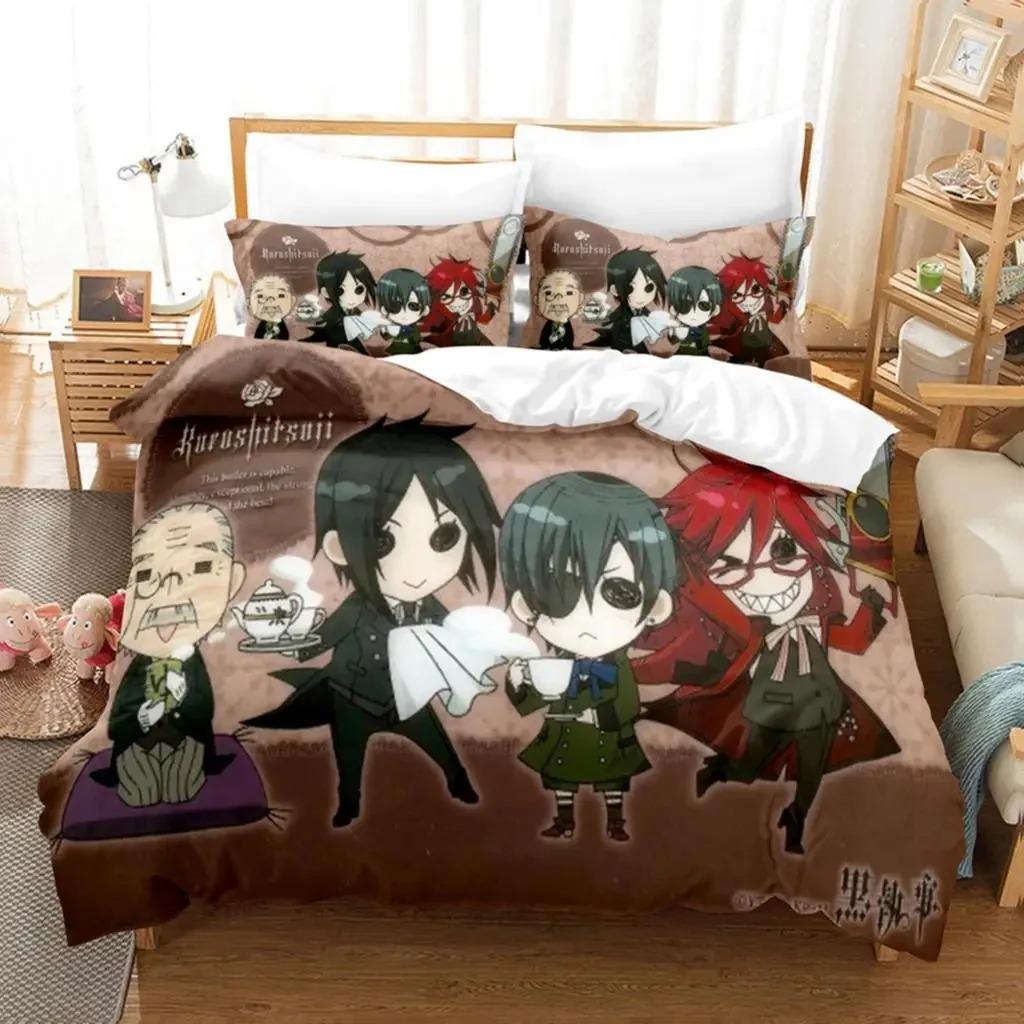 Anime Black Butler Sebastian Bedding Set Boys Girls Twin Queen Size Duvet Cover Pillowcase Bed Kids Adult Home Textileextile Tool