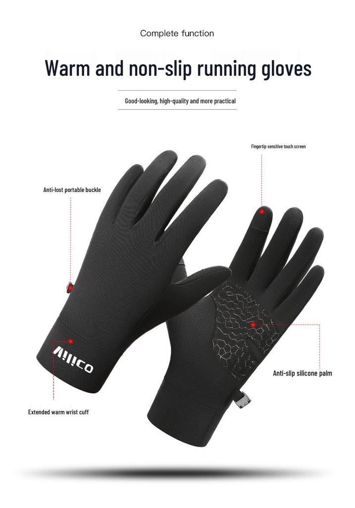 Unisex Touchscreen Winter Sports Gloves - Warm, Velvet-Lined for Running & Cycling