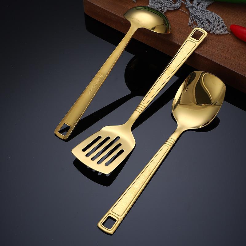 Edelstahl Pfannenwender Set Bratwender Suppenlöffel Koch Küchenutensilien Set Haushalt Wokwender Hot Pot Sieb