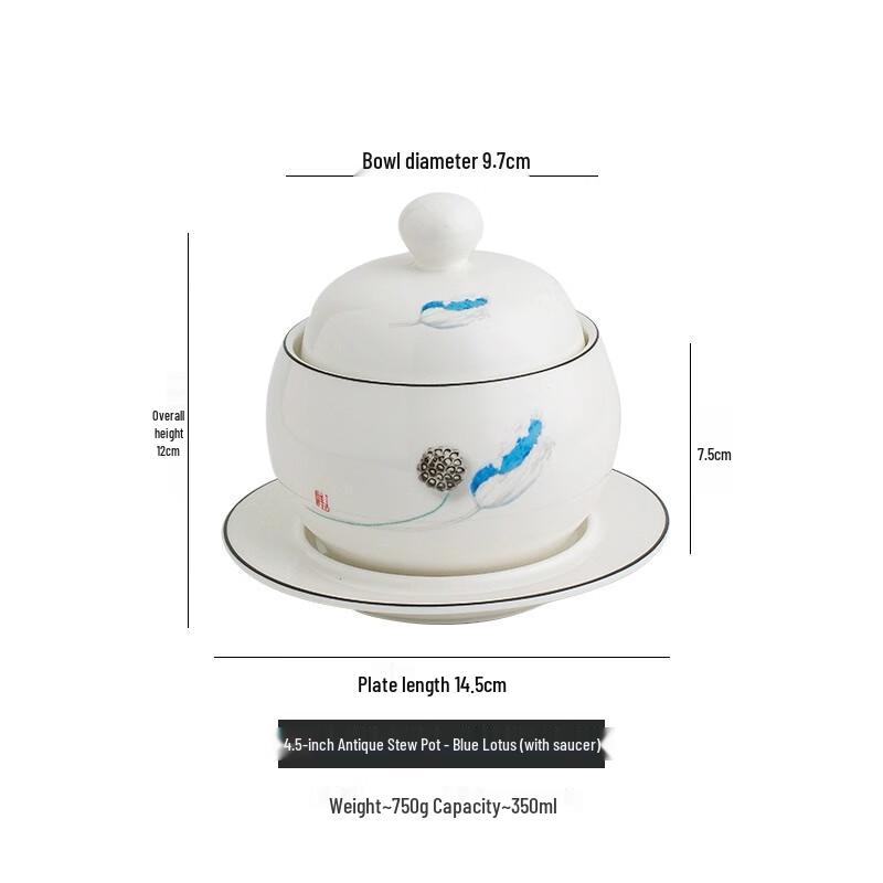 Ceramic Double Boiler Stew Cup with Lid