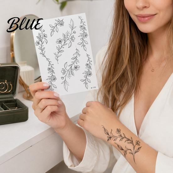 Tatuaggi Temporanei per Gambe 1 Foglio Adesivi per Tatuaggi Impermeabili Fiori Foglie Tatuaggi