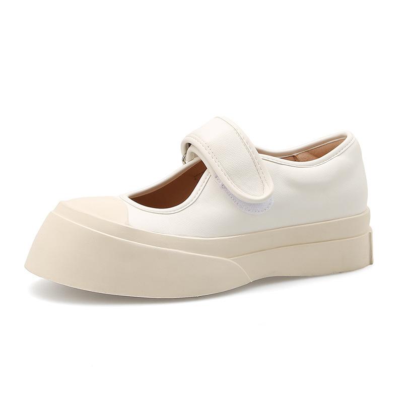 

Французские женские туфли Мэри Джейн Zhao Ruth, такие же уродливые и милые ретро 2025 новые маленькие белые парусиновые туфли на платформе для весны и лета 34