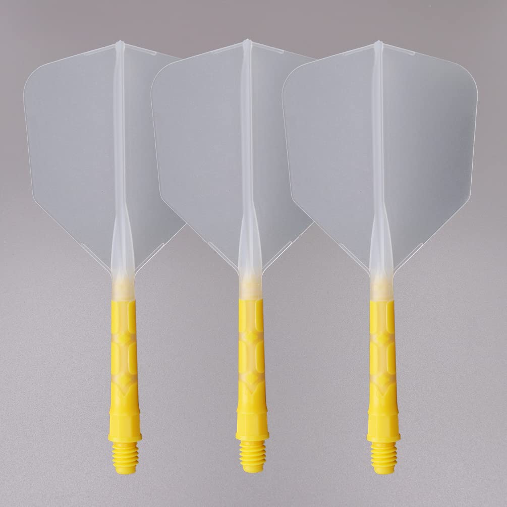 CUESOUL ROST T19 Integrated Shaft Big Wing Clear Flight Yellow Medium Set of 3 Flight, Shape, Two-Tone Color, + Shaft, Size, (CS-AK579-5M)