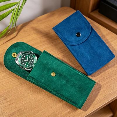 Multiple Colors Luxury Flannel Rectangle Watch Bag Dust-Proof Single Watch Protector Compact Lightweight Travel Pouch Snap Box