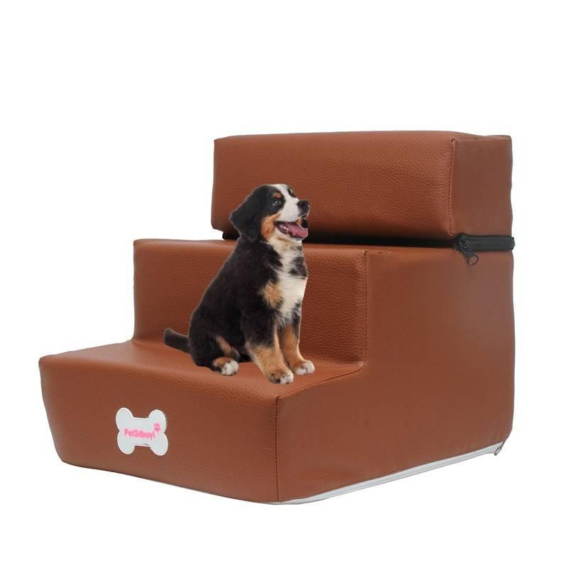 Luxurious Leather Dog Stairs For Small Dogs Perfect For Climbing Onto Sofas And Beds