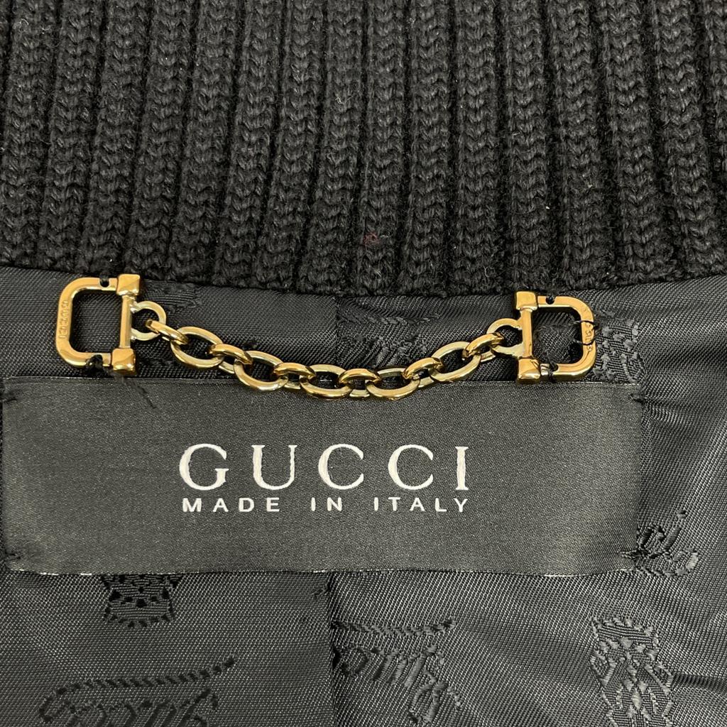 Gucci Tom Fort Periode 186592 XM587 Schwarze Gerippte Lammleder Knopfjacke Jacke 36 schwarzGebraucht