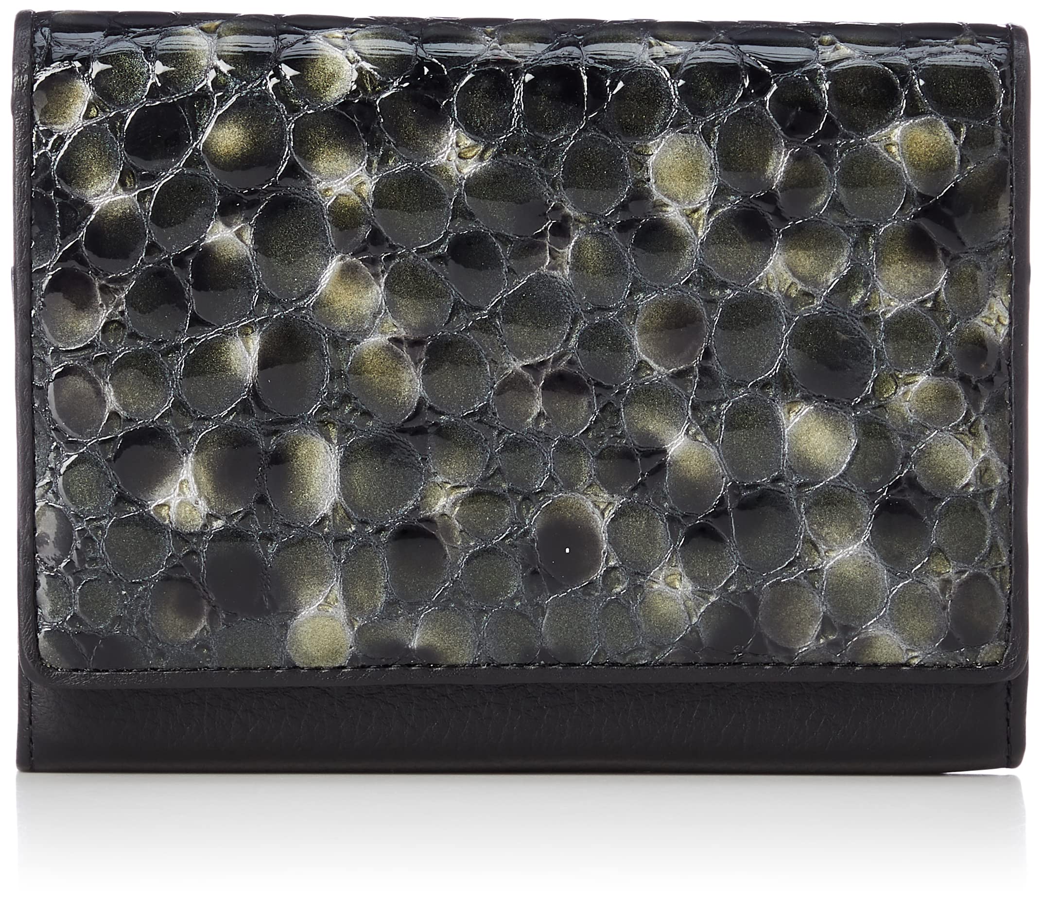 Кошелек Kitamura, Складной кошелек, Средний складной кошелек, Flora, Черный, Один размер