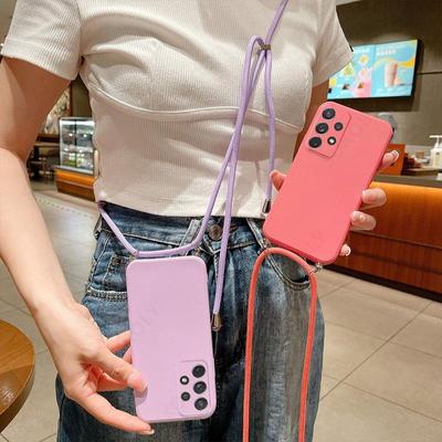 Silicone Lanyard Phone Case For Samsung Galaxy S24 S23 S22 Ultra S20 S21 Fe S10 S9 Plus A15 A23 A14 A24 A34 A54 A13 A33 A53 A73 A12 A52 A32 A51 A50