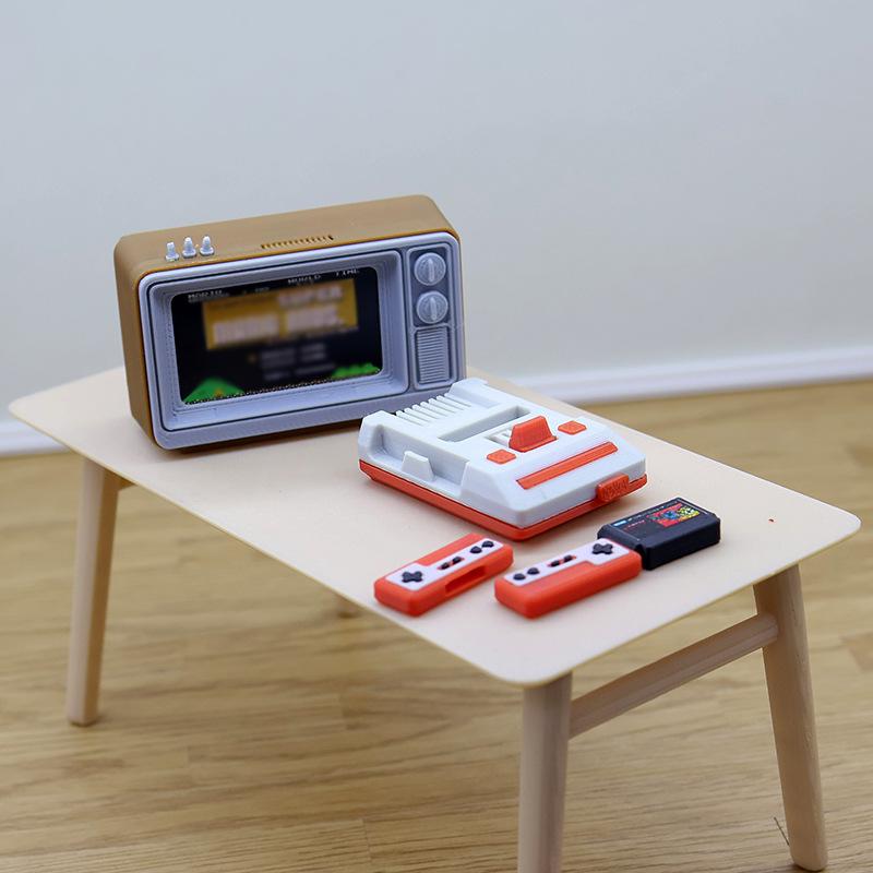 1 Piece 1/12 Dollhouse Simulation Miniature Nostalgic Tv Game Console Model Living Room Scene Decoration Doll Accessories Toys