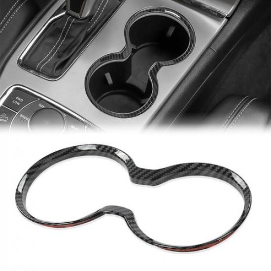 Carbon Fibre Style Cup Holder Cover Trim Bezel For Jeep Grand Cherokee 2011-