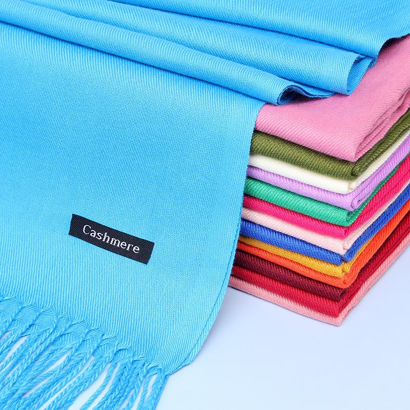 Big Red Scarf Korean Style Women's Winter Imitation Cashmere Thickened All Match Warm Shawl Solid Color Dual Use