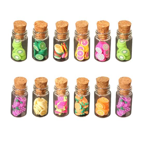 12Pcs Doll Houses Accessories Miniature Fruit Jars 1/12 Scale Realistic Fruits In Glass Jar for Fairy Garden Doll Houses Kitchen Decor And DIY Crafts