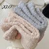Thick Coral Velvet Footwear Thickened Thermal Knee Sleeve for Women, Winter Warm Fleece Leg Warmers, Breathable Fuzzy High Socks Pads Skiing