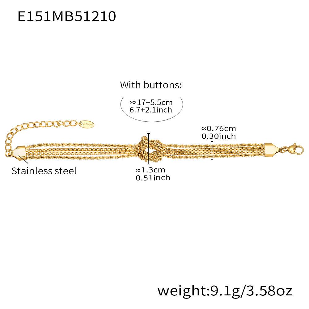 Personalized 18K Gold Electroplated Stainless Steel Knot Chain Bracelet: Modern Versatile European & American Hand Jewelry.