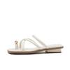 Augustine slippers women 2025 new summer wear fashion French fairy style white low-heeled toe sandals