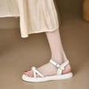 Fashion Ladies Shoes Outdoor Summer 2024 One Word Beach Open Toe Sandals for Women Flat Rubber Footwear Buckles No Heel Chic and Elegant