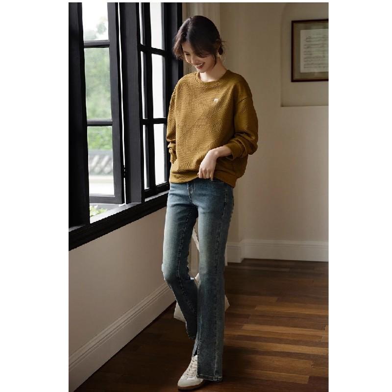 Commuter Versatile Love Embroidery Texture Sweatshirt for Women In Autumn This Year's Fashion Sweatshirt