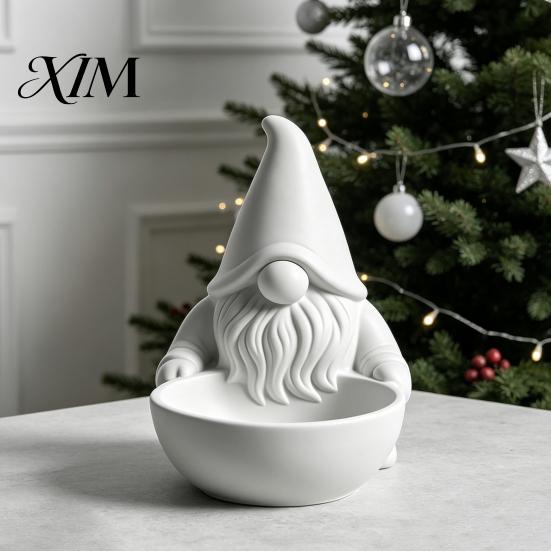 Decorative Candy Dish 3D Printed Gnome Bowl, Nordic Faceless Dish, Holiday Snack Holder Tabletop Key Bowl for Christmas Tiered Tray, Mantel,