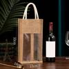Red Wine Handbag Wine Gift Box With Window And Handle Single/ Double Bottle Champagne Package Bags Wedding Favors For Guests
