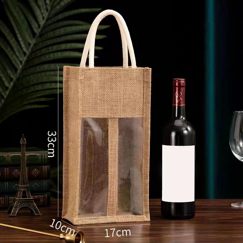 Red Wine Handbag Wine Gift Box With Window And Handle Single/ Double Bottle Champagne Package Bags Wedding Favors For Guests