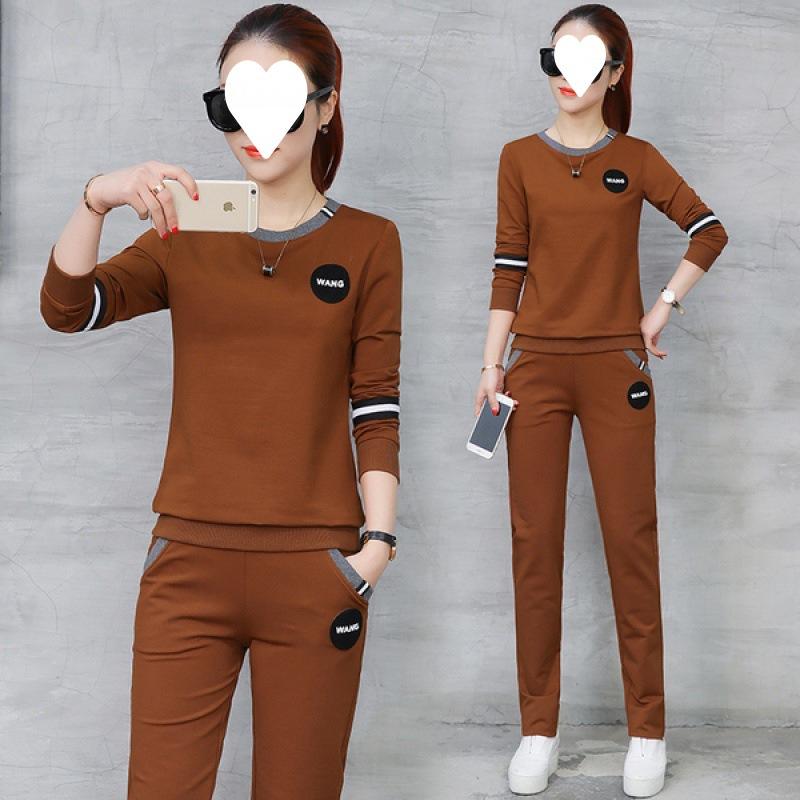 Sportswear Women's Spring-autumn Fashionable Casual Clothes Long-sleeved Slimming Pants Round-neck Loose Two-piece Set
