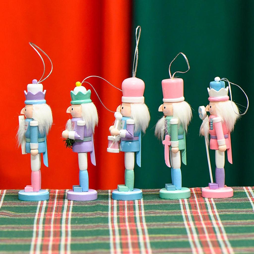 Christmas Nutcracker Figurines 5 Pieces Holiday Doll Decor Wooden Christmas Nutcracker For Home Bookshelf Entrance Hall