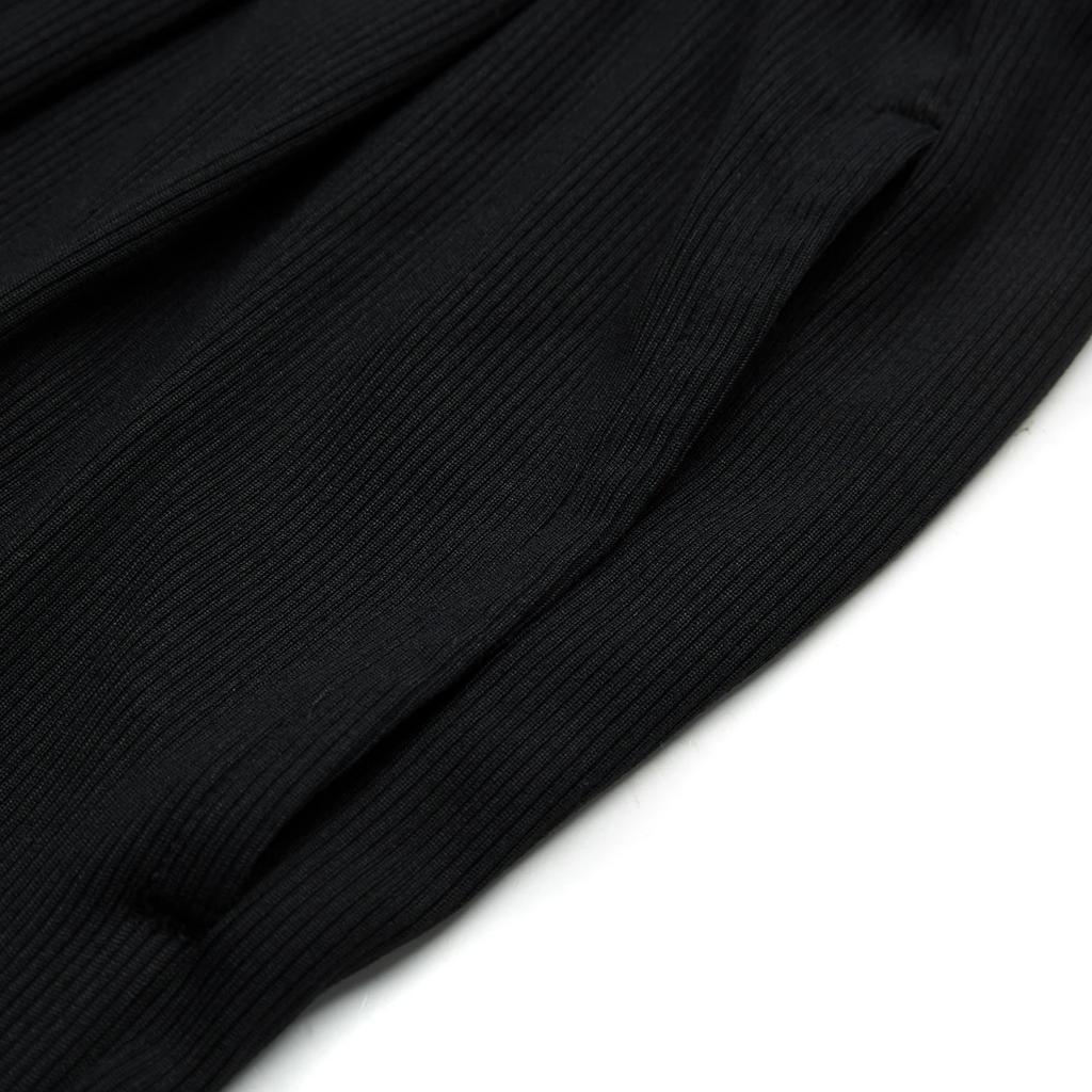 Li Ning Fitness Series Solid Color Mid Waist Comfortable Loose Cuff Knit Sports Pants Women Bottoms Black AKLU486-4