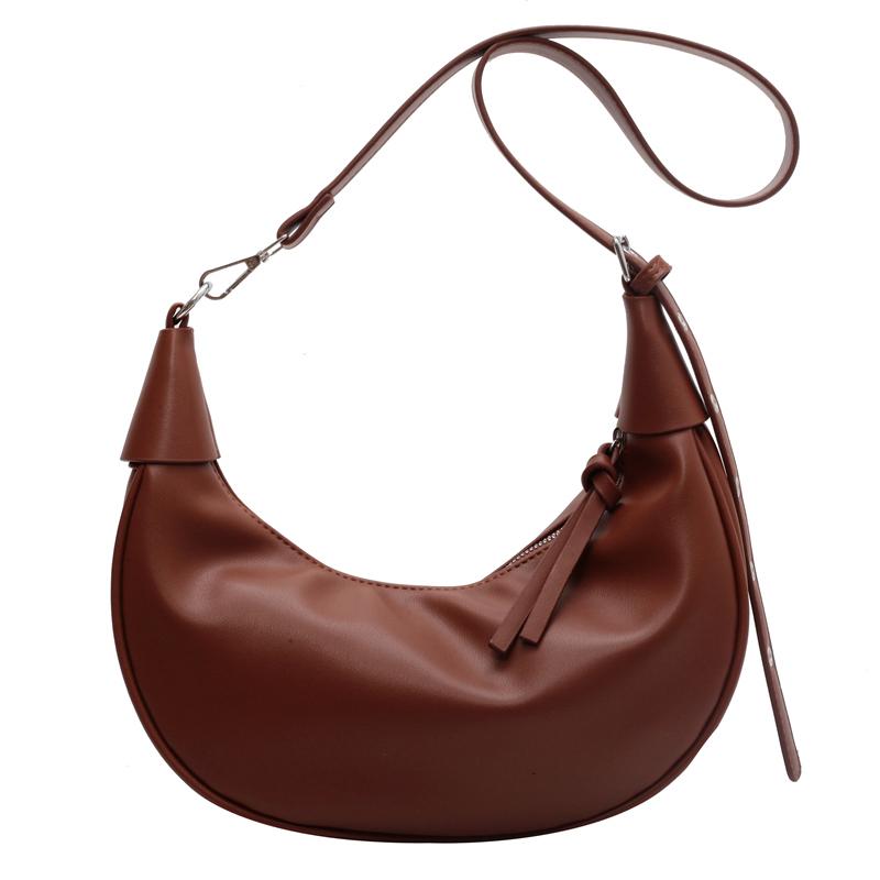 Half Moon Hobo Bags For Women  Latest Luxury Designer Handbag Soft PU Leather Pure Color Shoulder Crossbody Armpit Bag