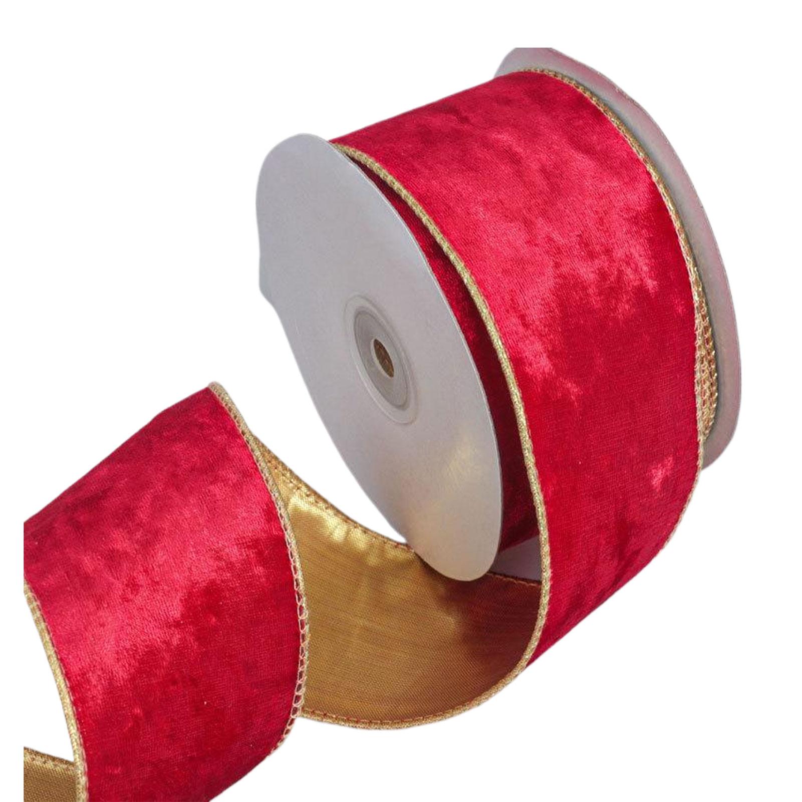 Широкая бархатная лента для украшения рождественской елки, красная винтажная проволочная лента для рождественской елки с проволочным краем