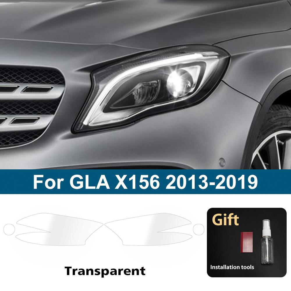 For Mercedes Benz GLA/GLB/GLC/GLK/GLE/GLS Pre-Cut TPU Headlight PPF Smoke Black High Gloss Anti-Scratch Protective Vinyl Wrap