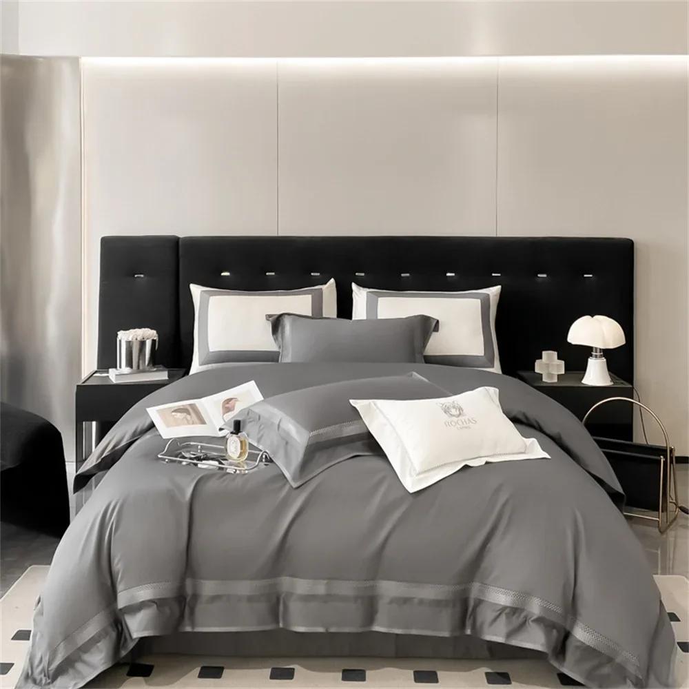 Svetanya Embroidery 1000TC Bedding Set Egyptian Cotton Duvet Cover Set Queen King Size Bedlinens Queen