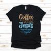 Coffee and Jesus T Shirt Long Sleeve SweaT Vintage Washed Top For Everyday Wear Breathable Versatile Streetwear Casual Slightly