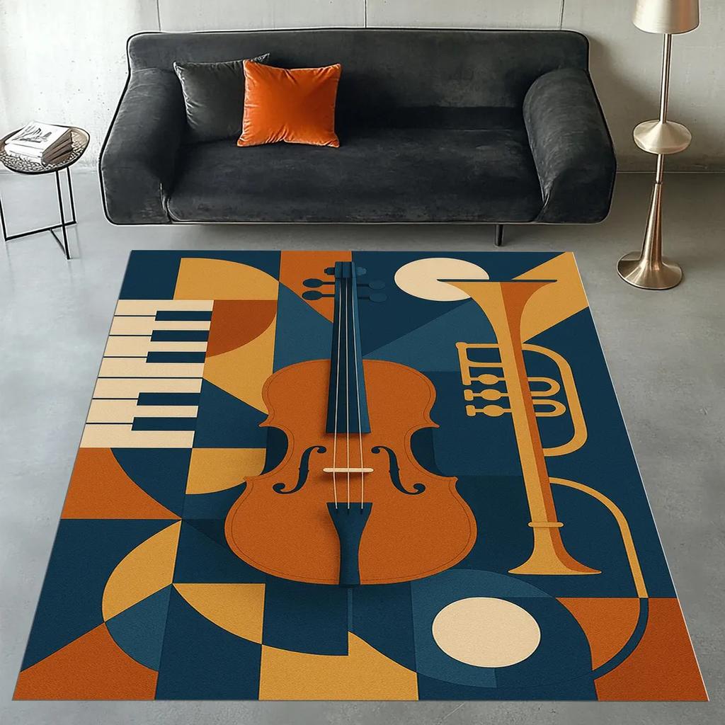 Guitar Carpet for Living Room Decoration Large Area Comfortable Resistant To Dirt Non-slip Rug Flannel Bedroom Floor Mat