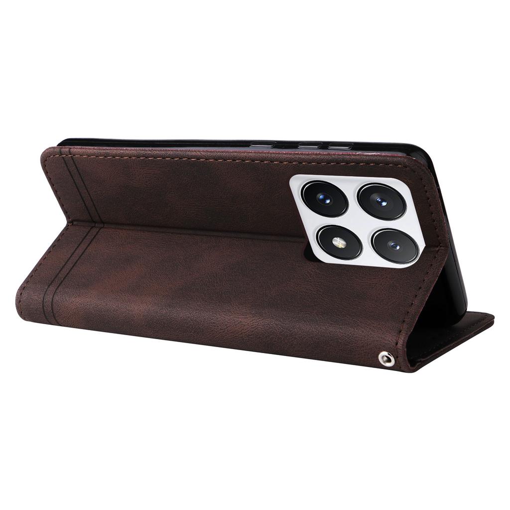 Für Xiaomi 14T Pro Leder Brieftaschenhüllen Hautgefühl Handyhülle Ständer mit Riemen