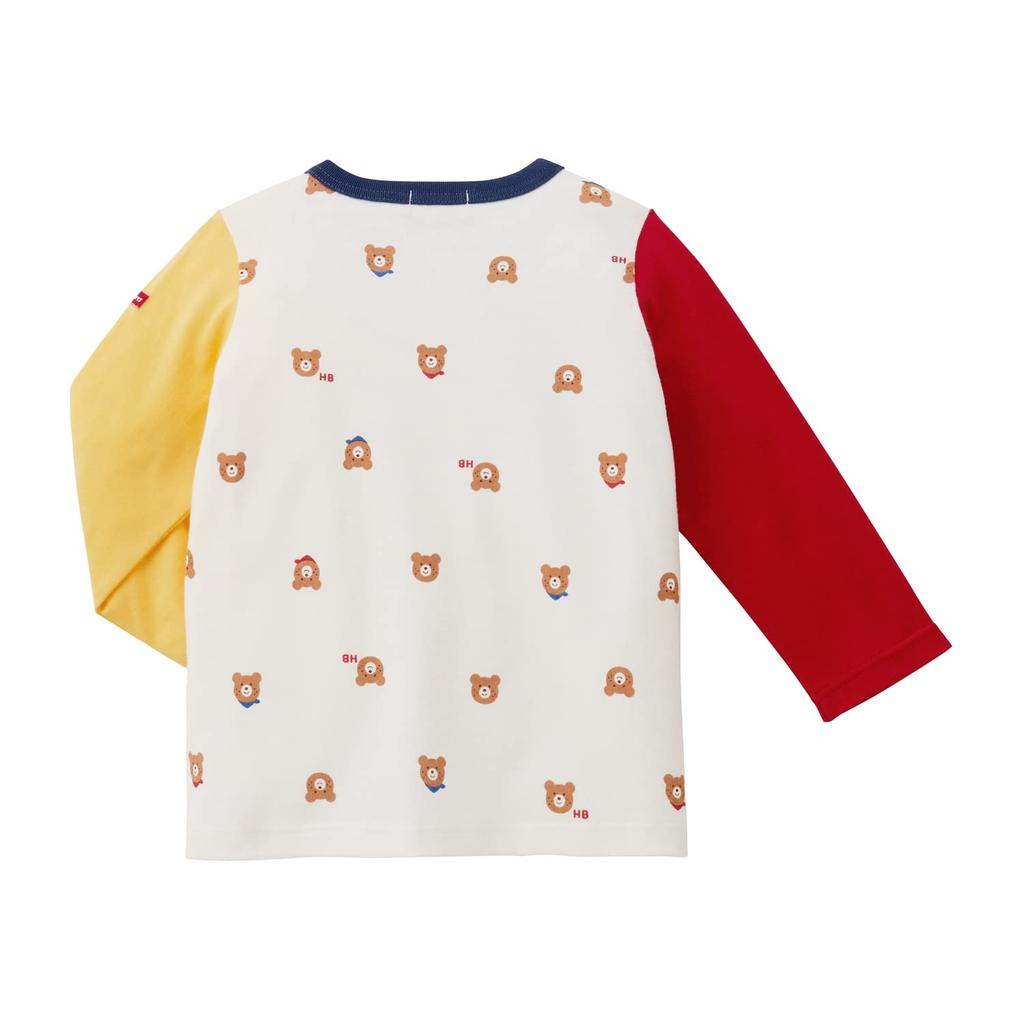 Miki House Hot Biscuits Long Sleeve Boys and T-Shirt, Girls, White, 110cm, 71-5201-495