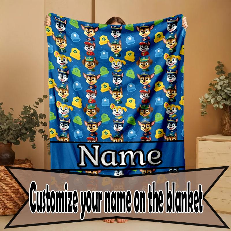 Custom Name Personalized PAW Patrol Print Blanket, Home Decor, Bedroom, Sofa, Camping, Couch, Gifts for Birthday Christmas
